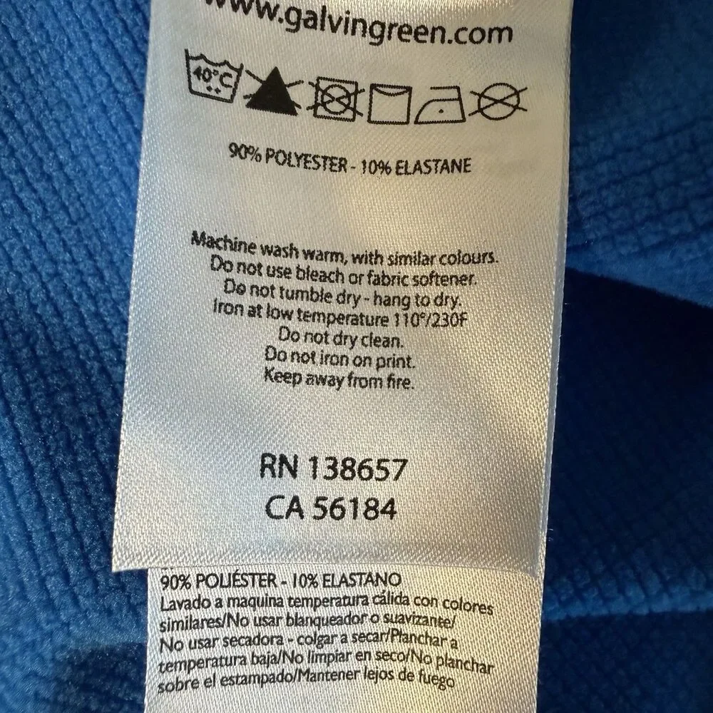 Galvin Green Pullover Jacket Mens XL Blue 1/4 Zip Golf Performance Stretch